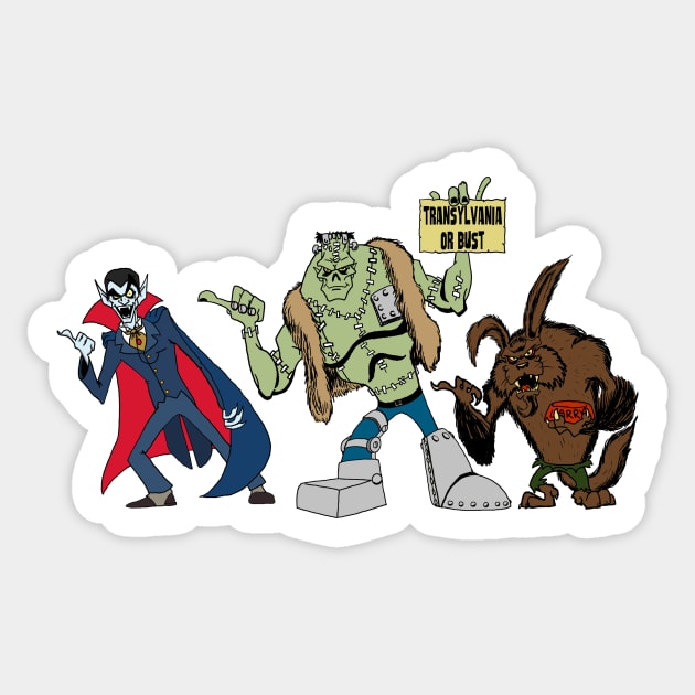 Beware of Hitchhiking Monsters Sticker by Tom Krohne